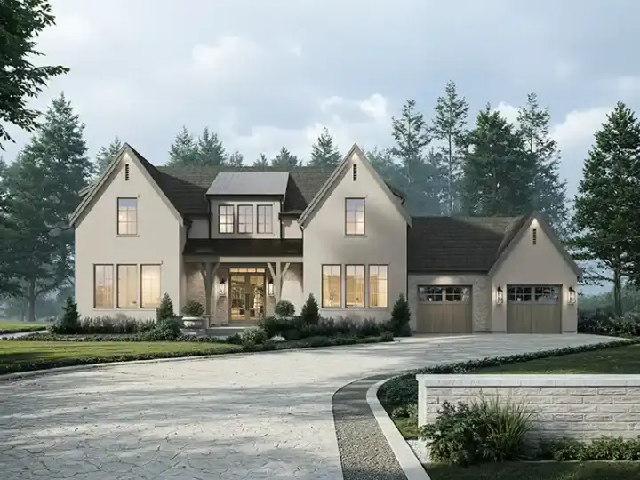 Transitional house plans 133-220 - front exterior, 3,360 sq ft, 4 bed, 3 bath house plans | Monster House Plans