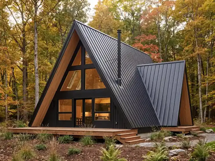 A-Frame house plans 133-221 - front exterior, 1,482 sq ft, 2 bed, 2 bath house plans | Monster House Plans