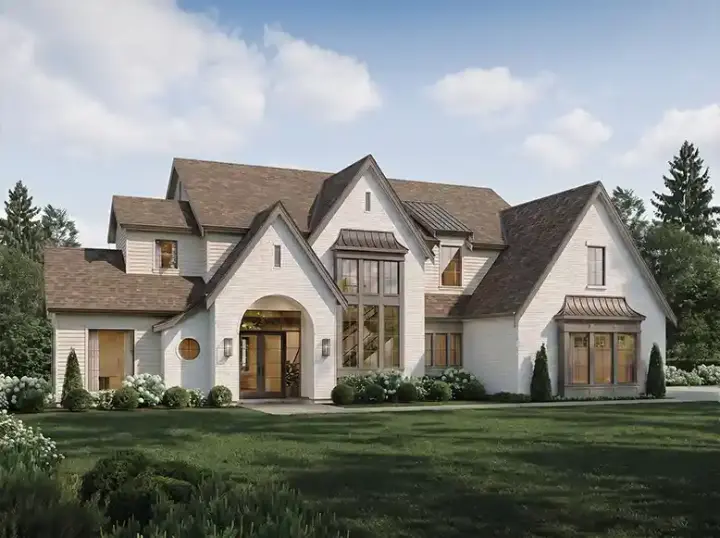French Country house plans 133-222 - front exterior, 3,874 sq ft, 4 bed, 3 bath house plans | Monster House Plans