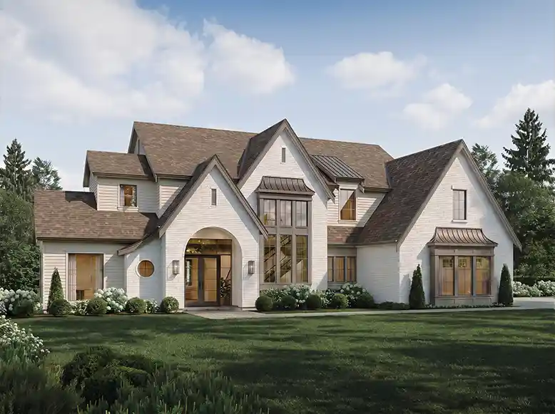 French Country house plans 133-222 - front exterior, 3,874 sq ft, 4 bed, 3 bath house plans | Monster House Plans