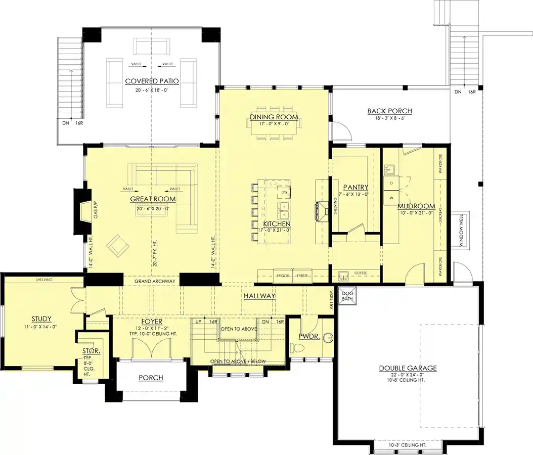 French Country house plans 133-222 - main floor plan, 3,874 sq ft, 4 bed, 3 bath house plans | Monster House Plans