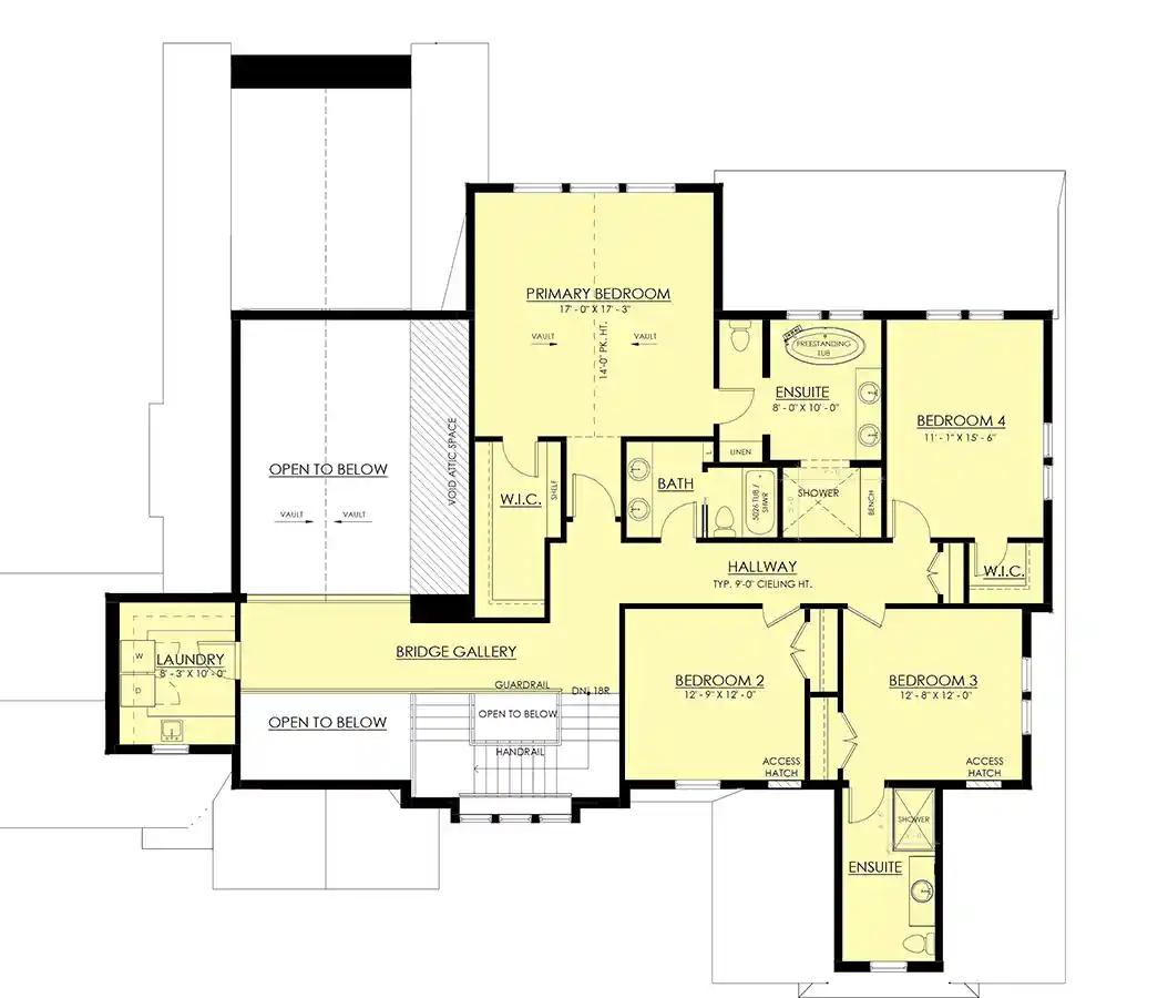 French Country house plans 133-222 - upper floor plan, 3,874 sq ft, 4 bed, 3 bath house plans | Monster House Plans