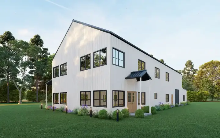 Barndominium house plans 134-103 - front exterior, 4,644 sq ft, 5 bed, 4 bath house plans | Monster House Plans