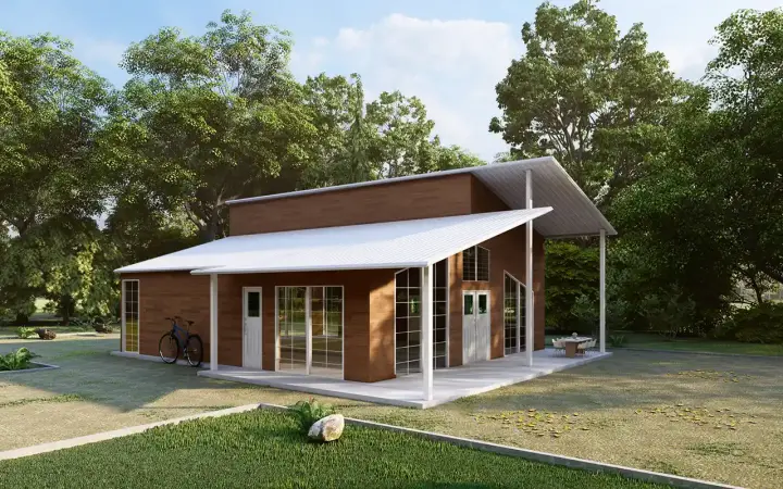 Barndominium house plans 134-111 - front exterior, 1,512 sq ft, 2 bed, 2 bath house plans | Monster House Plans