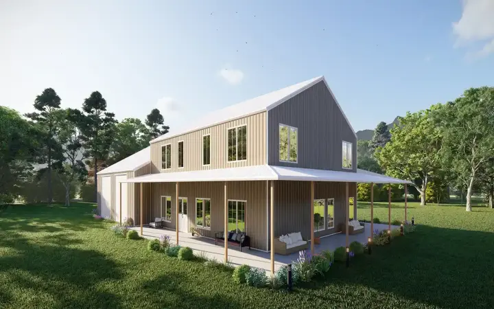 Barndominium house plans 134-118 - front exterior, 3,720 sq ft, 5 bed, 3 bath house plans | Monster House Plans