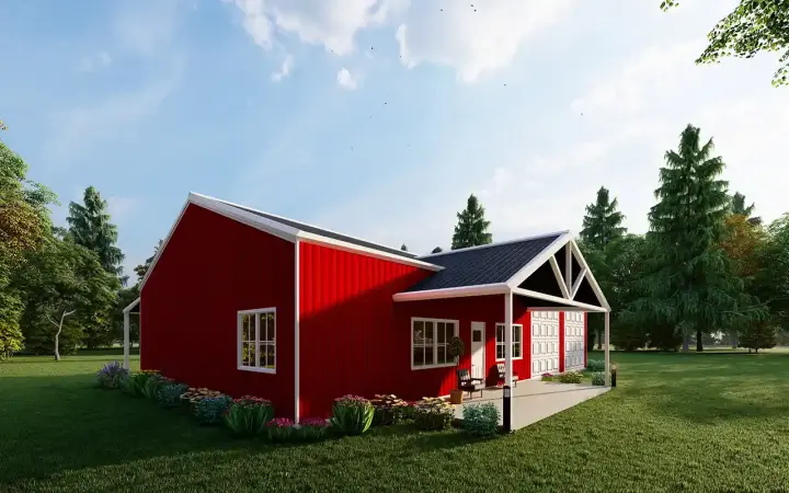 Barndominium house plans 134-127 - front exterior, 1,735 sq ft, 2 bed, 2 bath house plans | Monster House Plans