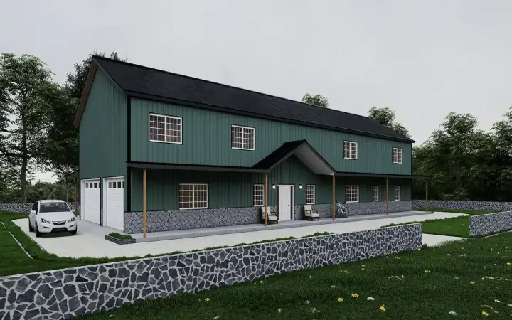 Barndominium house plans 134-128 - front exterior, 4,360 sq ft, 6 bed, 4 bath house plans | Monster House Plans