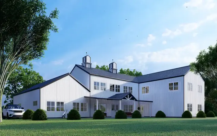 Barndominium house plans 134-130 - front exterior, 5,590 sq ft, 4 bed, 3 bath house plans | Monster House Plans