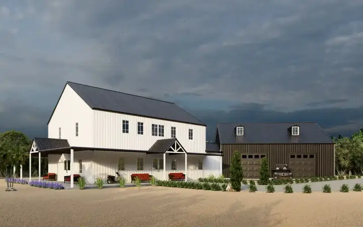Barndominium house plans 134-132 - front exterior, 3,672 sq ft, 5 bed, 3 bath house plans | Monster House Plans