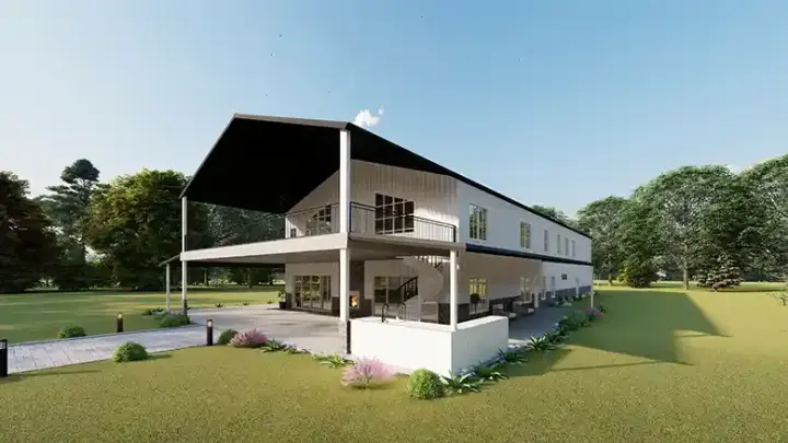 Barndominium house plans 134-140 - front exterior, 4,098 sq ft, 4 bed, 3 bath house plans | Monster House Plans