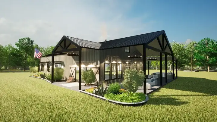 Barndominium house plans 135-103 - front exterior, 3,554 sq ft, 3 bed, 3 bath house plans | Monster House Plans