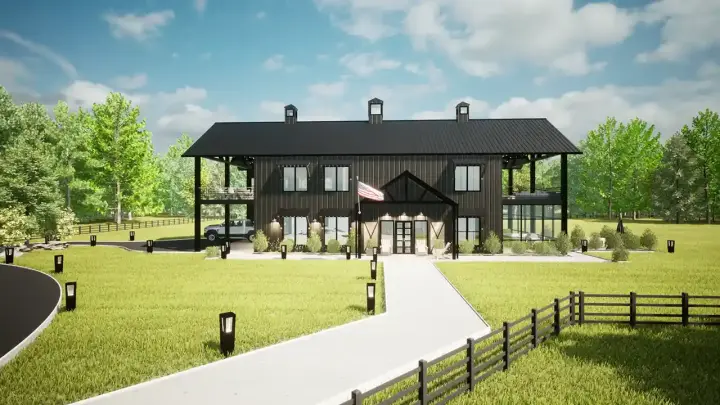 Barndominium house plans 135-109 - front exterior, 3,180 sq ft, 3 bed, 3 bath house plans | Monster House Plans