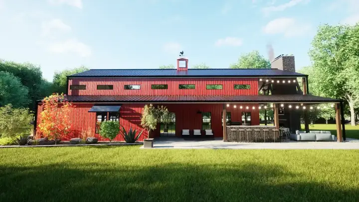 Barndominium house plans 135-112 - front exterior, 4,808 sq ft, 4 bed, 4 bath house plans | Monster House Plans