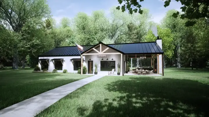 Barndominium house plans 135-116 - front exterior, 2,303 sq ft, 4 bed, 2 bath house plans | Monster House Plans