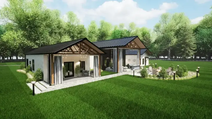 Barndominium house plans 135-119 - front exterior, 4,560 sq ft, 3 bed, 3 bath house plans | Monster House Plans