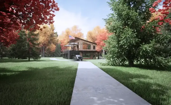 Barndominium house plans 135-124 - front exterior, 2,441 sq ft, 2 bed, 2 bath house plans | Monster House Plans