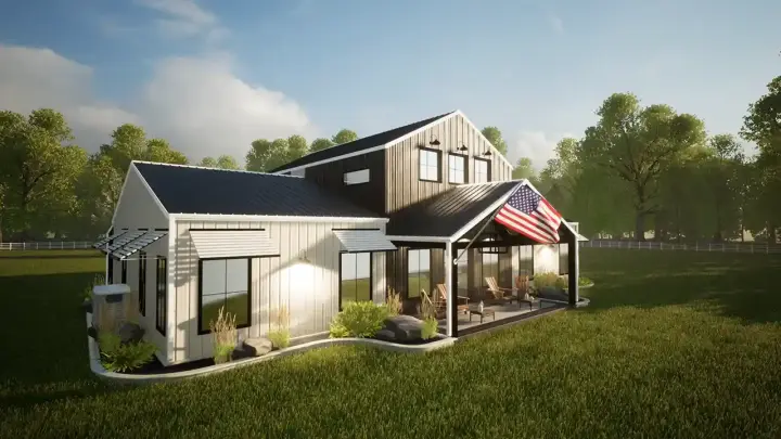 Barndominium house plans 135-130 - front exterior, 2,800 sq ft, 3 bed, 2 bath house plans | Monster House Plans