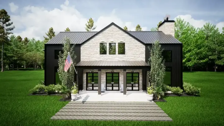Barndominium house plans 135-131 - front exterior, 3,007 sq ft, 3 bed, 2 bath house plans | Monster House Plans