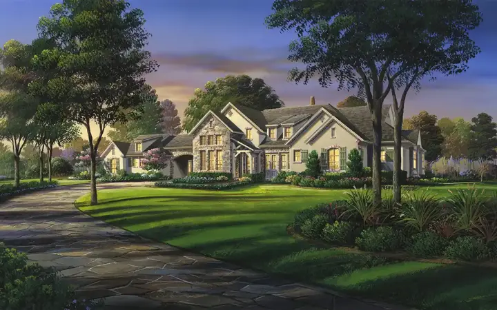 French Country house plans 136-101 - front exterior, 2,295 sq ft, 4 bed, 3 bath house plans | Monster House Plans