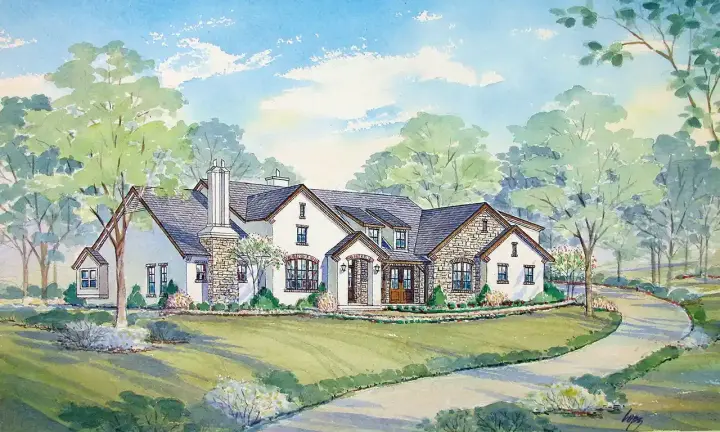 French Country house plans 136-103 - front exterior, 2,150 sq ft, 4 bed, 3 bath house plans | Monster House Plans