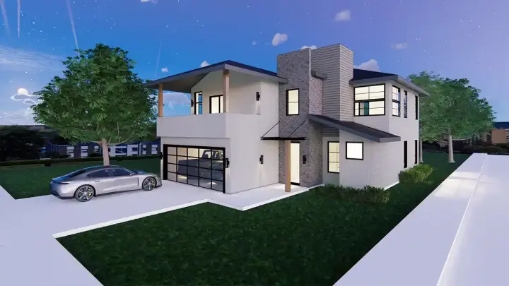 Modern house plans 137-101 - front exterior, 2,877 sq ft, 4 bed, 3 bath house plans | Monster House Plans