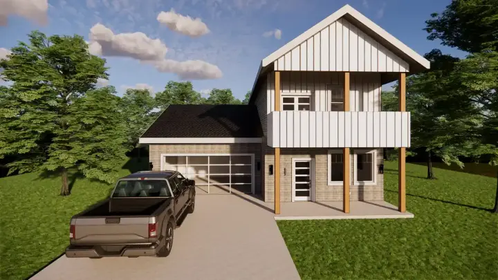 Modern Farmhouse house plans 137-104 - front exterior, 1,706 sq ft, 3 bed, 2 bath house plans | Monster House Plans