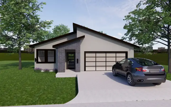 Contemporary house plans 137-115 - front exterior, 1,573 sq ft, 4 bed, 2 bath house plans | Monster House Plans