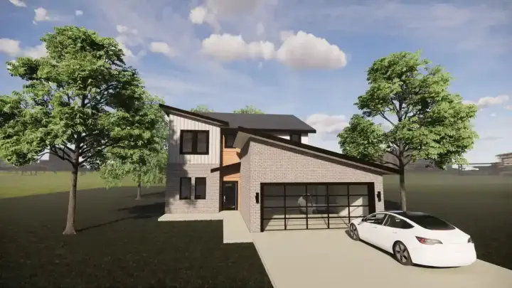 Contemporary house plans 137-116 - front exterior, 2,837 sq ft, 4 bed, 2 bath house plans | Monster House Plans