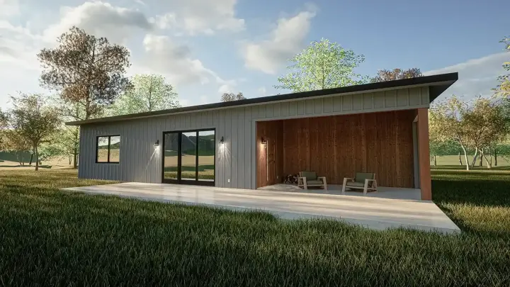 Modern house plans 138-101 - front exterior, 1,362 sq ft, 2 bed, 2 bath house plans | Monster House Plans