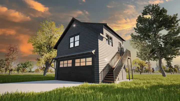 Craftsman house plans 138-104 - front exterior, 528 sq ft, 1 bed, 1 bath house plans | Monster House Plans