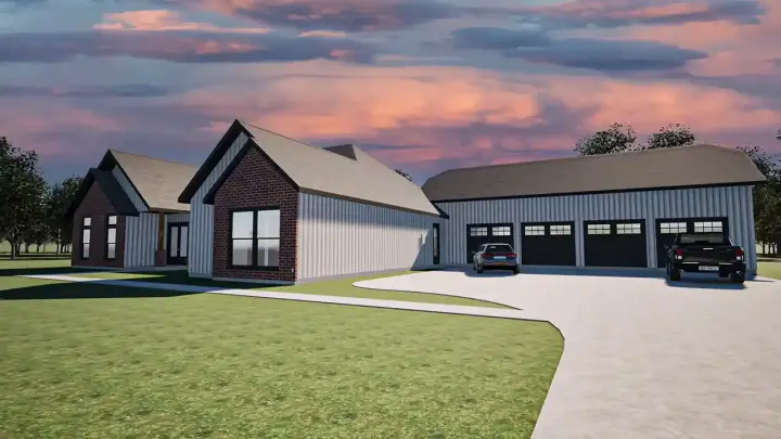 Modern Farmhouse house plans 138-106 - front exterior, 3,814 sq ft, 2 bed, 2 bath house plans | Monster House Plans