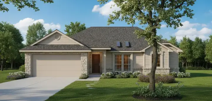 Traditional house plans 14-113 - front exterior, 1,268 sq ft, 3 bed, 2 bath house plans | Monster House Plans
