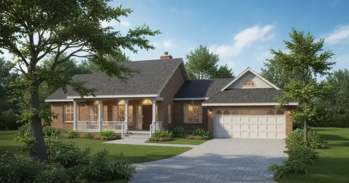 Southern house plans 14-128 - front exterior, 1,558 sq ft, 3 bed, 2 bath house plans | Monster House Plans
