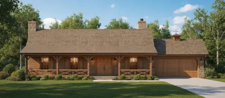 Ranch house plans 14-131 - front exterior, 1,620 sq ft, 4 bed, 2 bath house plans | Monster House Plans