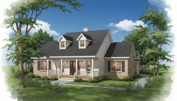 Country house plans 14-133 - front exterior, 1,647 sq ft, 3 bed, 2 bath house plans | Monster House Plans