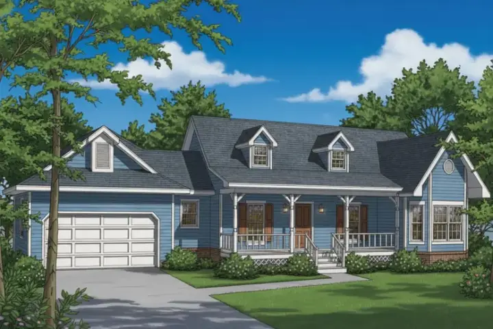 Farmhouse house plans 14-134 - front exterior, 1,648 sq ft, 3 bed, 2 bath house plans | Monster House Plans