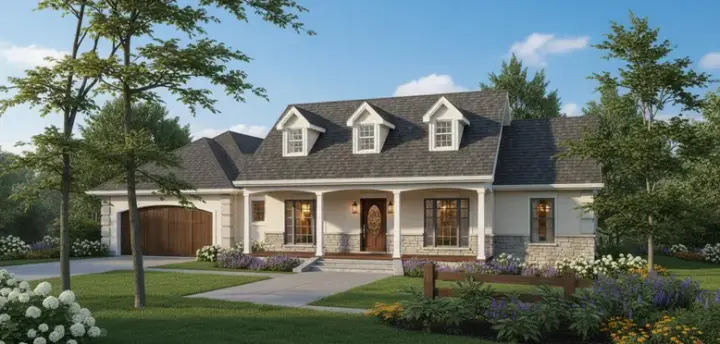Southern house plans 14-150 - front exterior, 1,843 sq ft, 3 bed, 2 bath house plans | Monster House Plans
