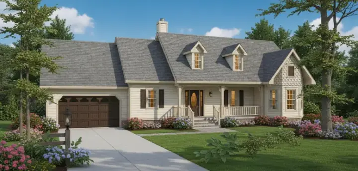 Country house plans 14-153 - front exterior, 1,917 sq ft, 3 bed, 2 bath house plans | Monster House Plans