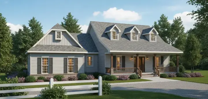 Country house plans 14-158 - front exterior, 1,981 sq ft, 3 bed, 2 bath house plans | Monster House Plans