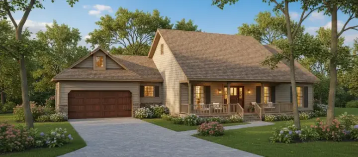 Country house plans 14-161 - front exterior, 2,085 sq ft, 3 bed, 2 bath house plans | Monster House Plans