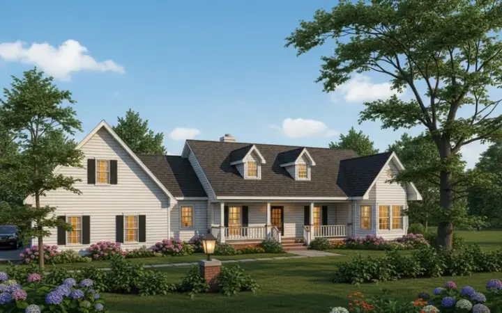 Country house plans 14-162 - front exterior, 2,089 sq ft, 3 bed, 2 bath house plans | Monster House Plans