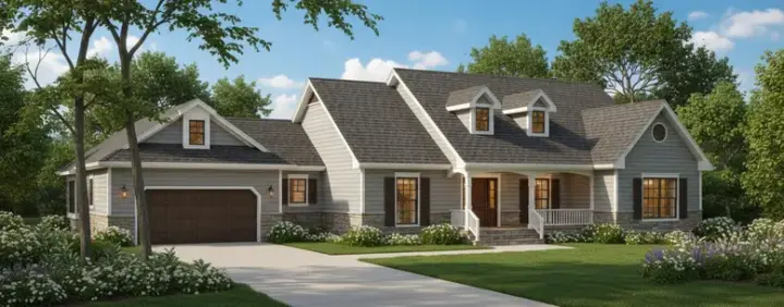 Country house plans 14-177 - front exterior, 2,483 sq ft, 4 bed, 3 bath house plans | Monster House Plans