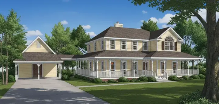 Country house plans 14-182 - front exterior, 2,558 sq ft, 4 bed, 2 bath house plans | Monster House Plans