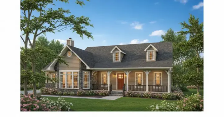 Country house plans 14-184 - front exterior, 2,613 sq ft, 3 bed, 2 bath house plans | Monster House Plans