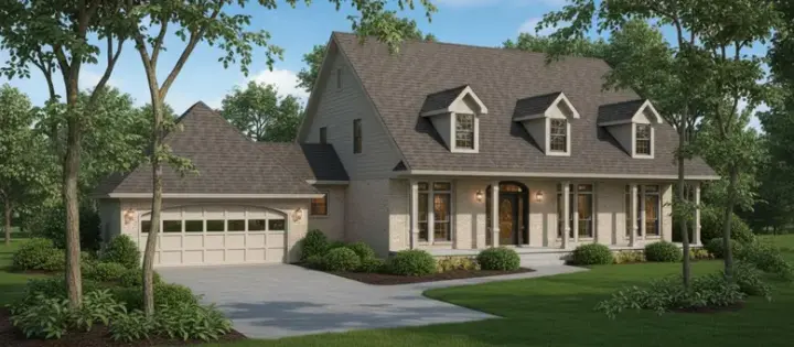 Country house plans 14-185 - front exterior, 2,716 sq ft, 4 bed, 2 bath house plans | Monster House Plans