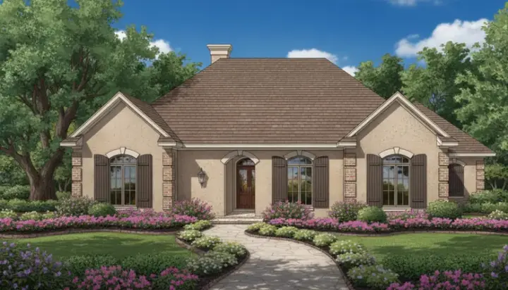 Mediterranean house plans 14-194 - front exterior, 2,097 sq ft, 4 bed, 2 bath house plans | Monster House Plans