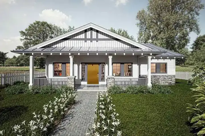 Craftsman house plans 144-111 - front exterior, 1,545 sq ft, 2 bed, 1 bath house plans | Monster House Plans
