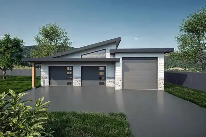 Contemporary house plans 144-114 - front exterior, 1,208 sq ft, 0 bed, 0 bath house plans | Monster House Plans