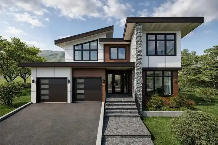 Modern house plans 144-116 - front exterior, 3,359 sq ft, 3 bed, 3 bath house plans | Monster House Plans