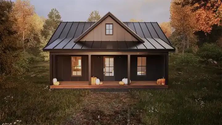 Cottage house plans 145-103 - front exterior, 1,055 sq ft, 2 bed, 2 bath house plans | Monster House Plans